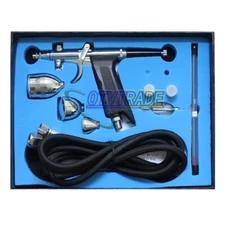 0.3 / 0.5 / 0.8mm Nozzle Dual Gravity Feed Airbrush Paint Spray Gun Cup Set #F10