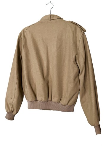 Vintage Members Only Mens Size 40 Wool Full Zip Bomber Jacket Camel Brown - Picture 2 of 12