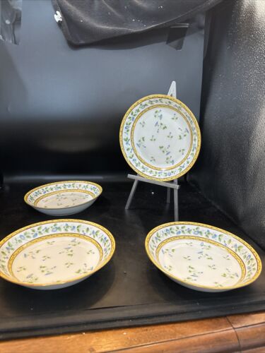 ceralene raynaud limoges morning glory Spray Set Of 4 Coupe Soup Bowls 7 3/4 In - Picture 12 of 12