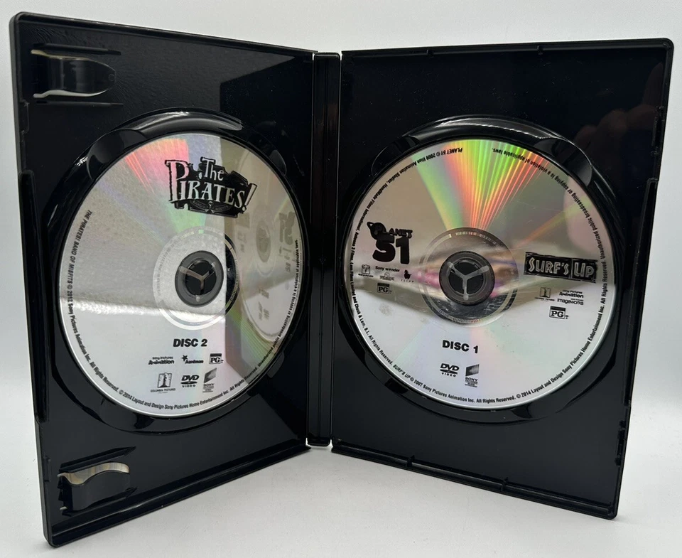 Triple Feature DVD Planet 51 The Pirates Surf’s Up Animation Free Shipping 2014 - Image 3 of 3