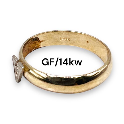 Initial A 10k White Gold Block Letter 10k Yellow Gold Filled 3.5mm Ring 7 - Picture 7 of 13