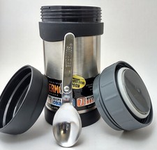 Thermos 16 oz. Insulated Stainless Steel Food Jar w Folding Spoon Gray/Black
