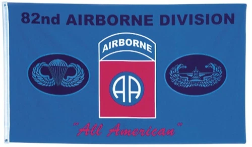 82ND AIRBORNE DIVISION BLUE 3X5 FOOT FLAG W GROMMETS. ONE SIDED IMAGE. - Picture 1 of 3