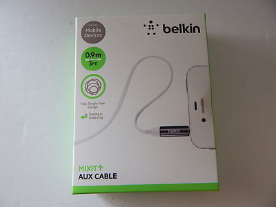 Belkin MIXIT Universal AUX Flat Cable 3 Feet White New
