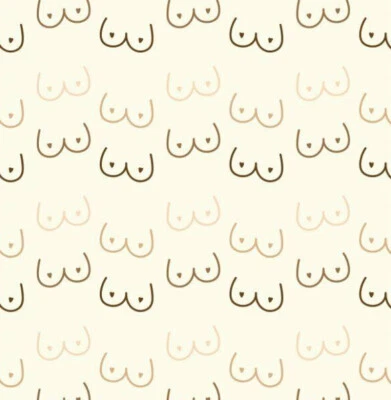 Cotton Fabric - Little Johnny Boobies Breasts Nude Craft Fabric Material Metre