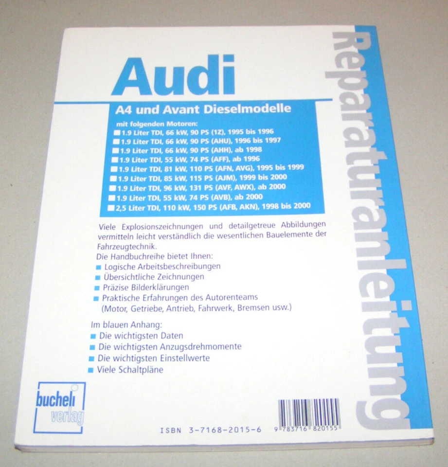 Usato Manuale di Riparazione Audi A4 e Avant - Tipo B5 - gli Anni 1995 - 2000 - Immagine 2 di 2
