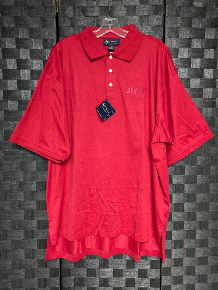 Polo de golf PGA 3M abierto para hombre XL rojo bordado patrocinadores 100 % algodón NUEVO Foto 3 de 4