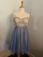Blondie Nites by Stacy Sklar  Blue Strapless Satin Tulle Empire Waist  Size 5