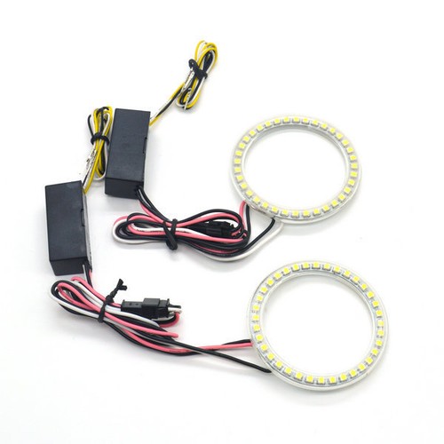 72MM LED Halo Rings SMD White Amber Dual Color LED Angel Eyes DRL Turning Signal - Picture 2 of 12
