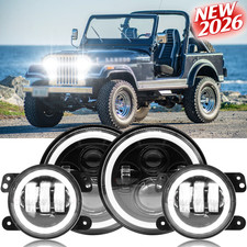 For Jeep Cj-5 55-83 7inch Round Led Headlights 4inch Led Fog Light Combo For Jeep Cj-5 55-83 7inch Round Led Headlights 4inch Led Fog Light Combo
