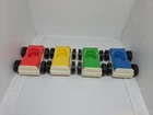 Vintage Fisher Price little people set/4 colored top Garage cars