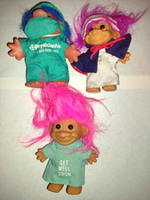 Troll Dolls 3 Lot Doctor Nurse Patient Medical Hospital Vintage Get Well