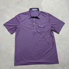 CRIQUET Austin Embroidered Logo Men  s SZ Large Pocket Polo Shirt Purple
