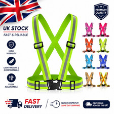 HI VIS VEST REFLECTIVE STRAP HIGH VISIBILITY SAFETY RUNNING CYCLING WORK UK