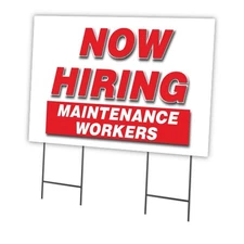 Hiring Maintenance Workers 24" x 36" Yard Sign & Stake | Advertise Your Business