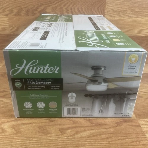 Hunter Fan 44 inch Low Profile Brushed Nickel Ceiling Fan with Light and Remote - Picture 9 of 12