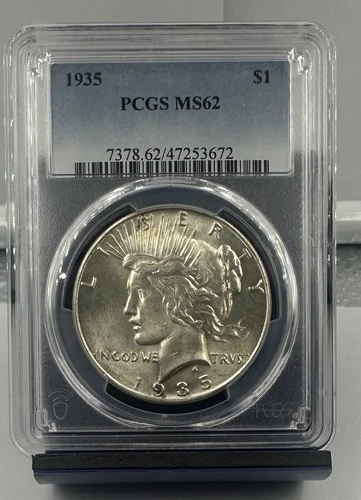 1935 P PEACE SILVER DOLLAR PCGS MS 62