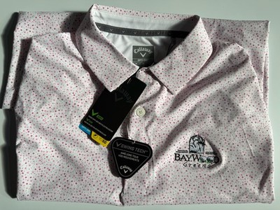 Callaway Opti-Dri Men's Golf Polo Shirt M White Pink Geometric Moisture Wicking