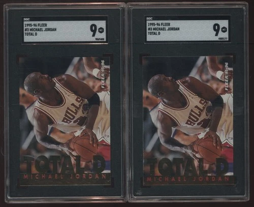 1995-96 Fleer #3 of 12 Michael Jordan Total D SP subset (2) card lot both SGC 9