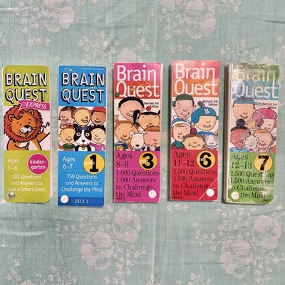 Vtg Brain Quest Card Lot K 1 3 6 7 Preowned Travel Education Homeschool