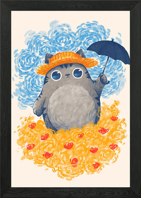 Impressionistische Katze gerahmtes Wandbild Poster Leinwanddruck Bild