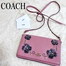 Item COACH Shoulder Bag Floral Flower Applique Studs