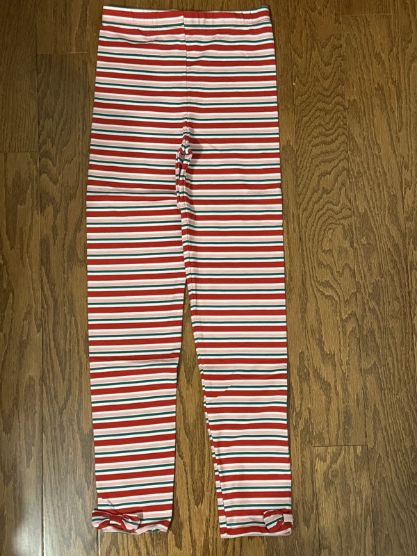 Girls Size 10 COUNTING DAISIES Christmas Striped Bow Leggings
