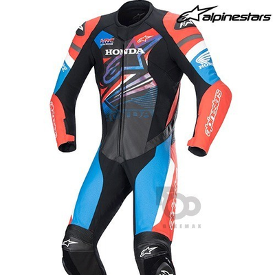 #ad Alpinestars HONDA GP FORCE Racing Leather Suit 1PC black bright red blue $1039.31