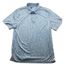 PGA Tour Golf Polo Mens XL Blue White Polyester Geometric Athletic Pro Series