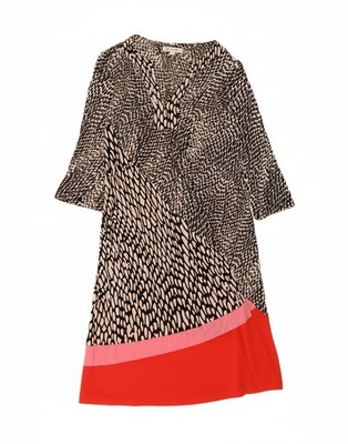 Marella Damen 3/4 Ärmel Etuikleid UK 14 Medium schwarz Animal Print CE06