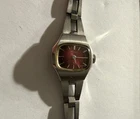 Seiko Vintage Mechanical Women's Watch Red Face Working