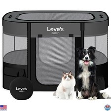 Love's Cabin Small Grey Pet Playpen - Portable Indoor/Outdoor Dog Tent  Kennel