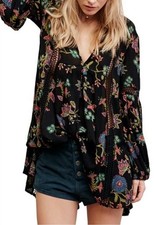 Free People Just the Two of Us Tunic Top Size S Women's Black Fairy Boho Dress