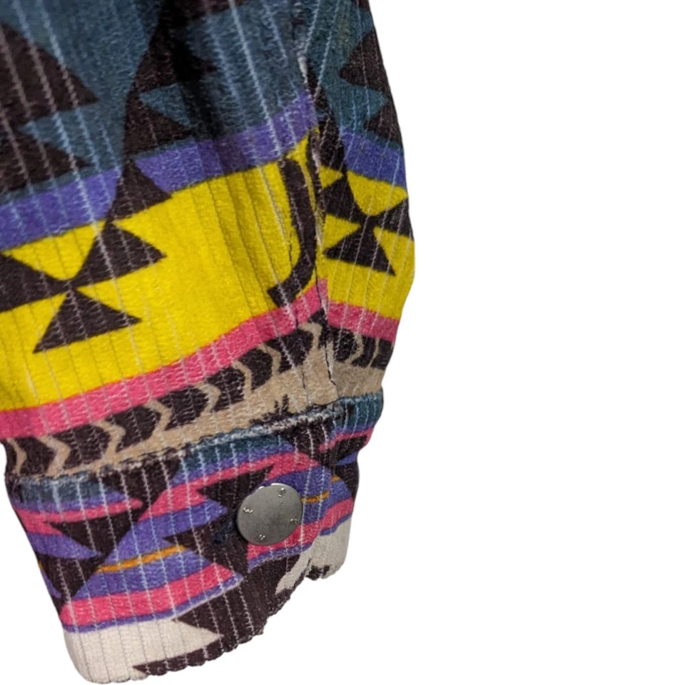 WeSC Aztec Trucker Jacket Corduroy Blanket Coat Unisex Mens XL Womens 2XL Purple - Image 4 of 4