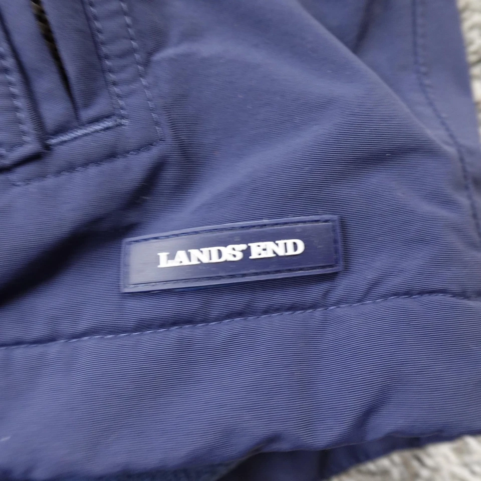 Lands End Coat Mens M Blue Squall Jacket Hooded Fleece Lined Insulated Parka - Image 3 of 4