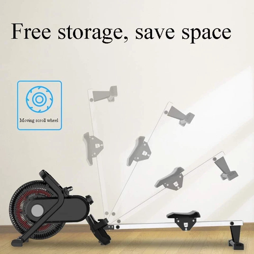 Foldable Air + Magnetic Rowing Machine 8-Level Resistance LCD Quiet Home Rower - Image 3 of 4