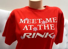 Victoria's Secret PINK Short Sleeve Campus Cotton Tee Meet Me At The Rink Red M