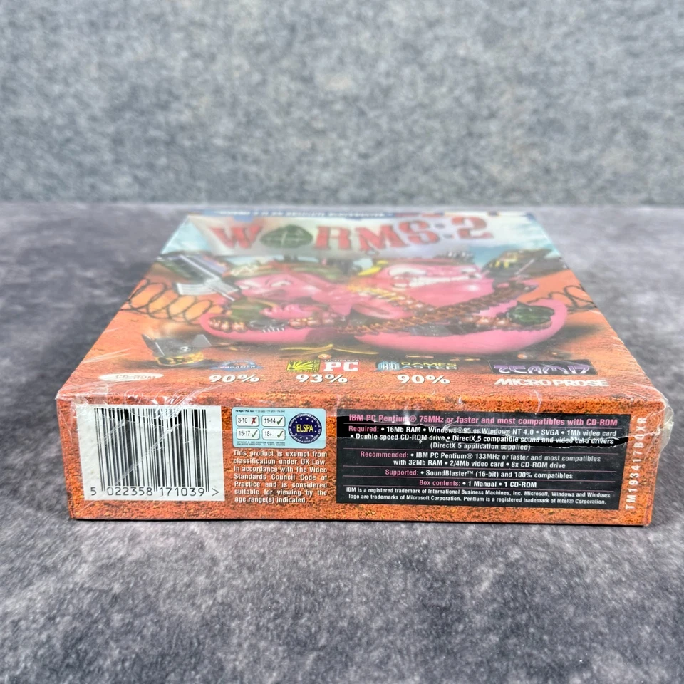 Worms 2 PC CD-Rom Game - NEW Sealed ✔️ Original Big Box 1997 Rare Team 17 - Image 3 of 4
