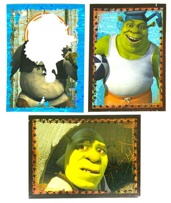 Shrek 2 Hologram Foil Sticker Lot x3 Shrek Water-Change Panini 2004 Premium NM