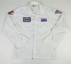 Vintage Exxon Gas Station Uniform Shirt Collectible Patches USA Sz Small