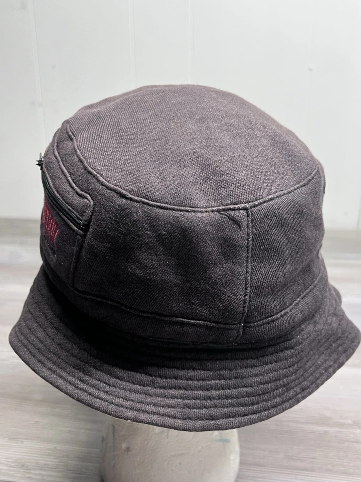 Винтажный 90-х годов Y2K ведро шляпа Enyce Streetwear молнии карманы хип-хоп выцветший черный OSFA - Изображение 4 из 4