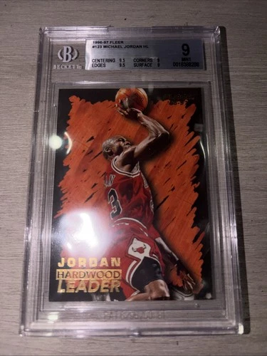 Michael Jordan 1996-1997 Fleer HL Card #123 Hardwood Leaders Graded BGS 9 Mint