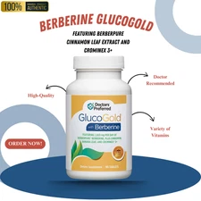 DOCTORS  PREFERRED GlucoGold with Berberine, Conc. Cinnamon, Chromium (90 Tab)