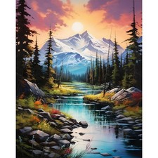 Mountain Paint by Numbers for Adults - Scenery Paint by Number on Canvas With