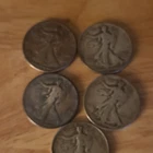 Liberty Walking Half Dollar Silver Coins Lot of 5 Circulated Uncertified