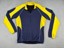 Bellwether Cycling Jersey Adult Extra Large Blue Yellow Long Sleeve 1/2 Zip Poly
