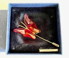 Vintage Swarovski Crystal Paradise Butterfly Pin Brooch Rose Abala Sterling 2.75