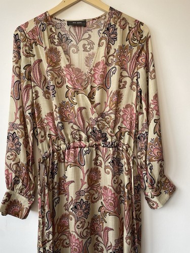Mos Mosh Chita Weave Dress Size 10 Satin Paisley Floral Vintage Rose - Picture 3 of 17