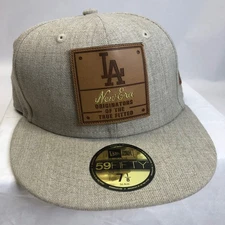 New Era Los Angeles Dodgers 59FIFTY Fitted Hat Leather Patch Accents Size 7 1/8