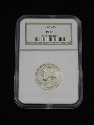 1950 Washington Silver Quarter NGC Graded Proof 63 #1752684-022 NICE!
